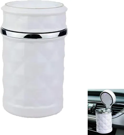 1 PC Car Tall Cup Ashtray,Diamond Faceted LED Light Flip-top Ashtray, Washable Flame Retardant Liner Personalized Cigarette Rack