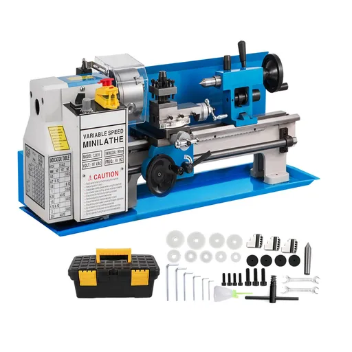 Metal Lathe Mini 7'' x 14'' Variable Speed 0-2500 RPM 3-Jaw Chuck Benchtop Lathe