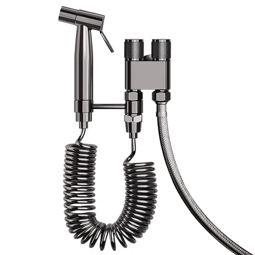 Bidet Sprayer - Hand Shower Toilet - Shattaf - WC Shower - Toilet Sprayer - Hand Bidet - Bidet Faucet - Intimate Hygiene - Stainless Steel - Bathroom Accessories - Complete Set with Hose - Including Adapter 1/2 to 3/8 - Gray - 1 Piece