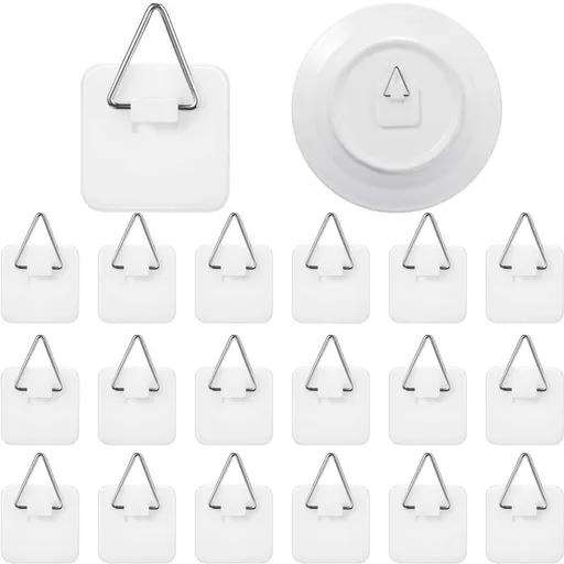 Invisible Adhesive Plate Hanger Vertical Plate Holders for Plate Pictures Wall Art Decor Supplies, 1.25 Inch (20 Pieces)