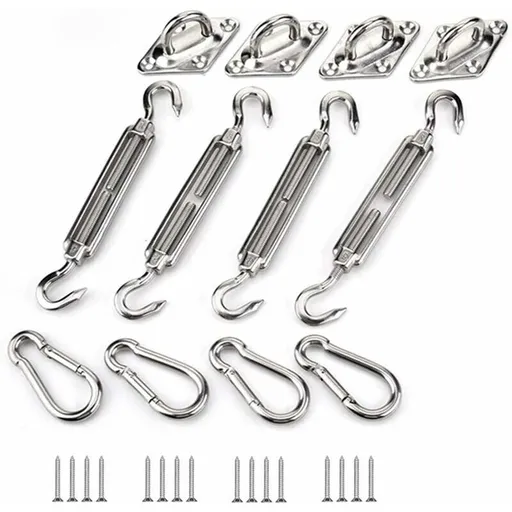 Shade Sail Fixing Kit, Stainless Steel Sun Shade Sail Fixing Kit for Triangle and Square, Rectangle, Sun Shade Sail Fixing Accessories M6