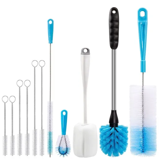 Bottle Brush Tube Cleaning Set,Long Handle Bottle Cleaner for Washing Narrow Neck Beer Bottles Wine Decanter,11 Pack White