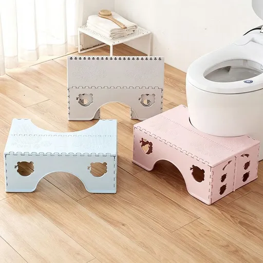 Foldable Toilet Stool, Non‑Slip Bathroom Potty Step Stool for Adults & Kids, Portable Squat Stool for Better Posture(Pink)