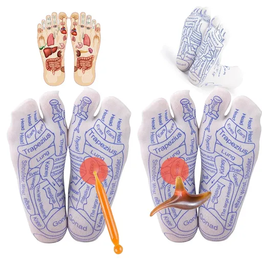 2 Pairs Reflexology Socks with Trigger Point Massage Tool, Foot Acupressure Reflexologh Socks with Massage Socks Tools ,Relief Remedy for Foot Massage(Women,2Pair) women