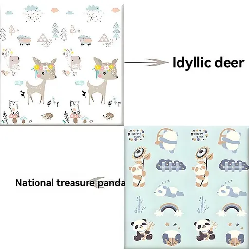 double-sided cartoon mat, folding mat, 2cm living room mat, game mat, odor-free mat, children play mat, foam mat, floor mat Australia - Rural Fawn - Size 180-200cm