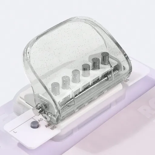 1pc 6-Hole Loose-Leaf Punch, Manual Positioning Punch, Hole Spacing 9.5mm, for A4/B5/A5 Paper, Hand Tool, Transparent