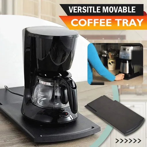 Sliding Coffee Maker Tray | Versatile Kitchen Appliance Organizer | ABS Plastic | Non-Slip Base | Holds Up to 25lbs | Fits Under Cabinets | 22x30.5x3cm (Black)