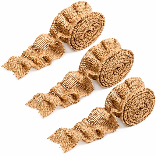 3 Rolls Burlap Ruffled Bulletin Board Border, 2.5×94.5 Inch Light Brown Trim for Classroom, Crafts and Home Decor