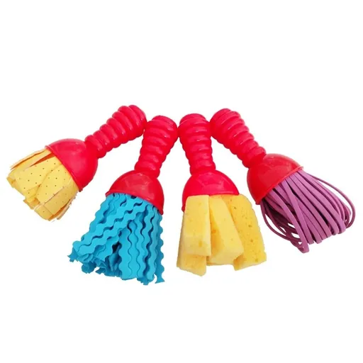 2 Set extured Art Tools - Set of 4 - Jumbo Paint Brushes for Toddlers and Kids - DIY Patterns and Effects, Plastic, Multicolor