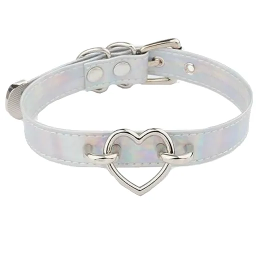 House Of Dasein Bdsm Heart Choker Collar Submissive Symbolic Jewelry Kink Fetish - Lasersilver