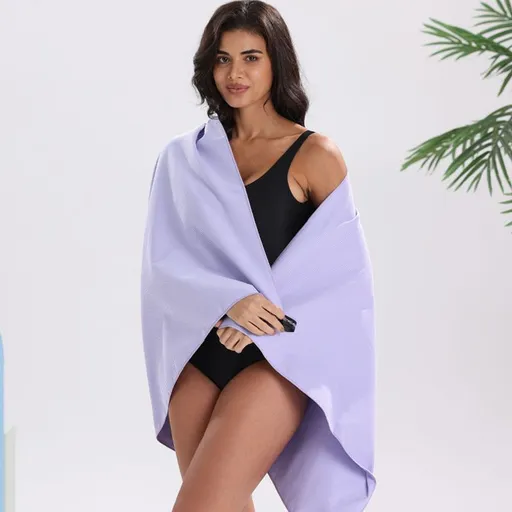Microfiber Quick‑Dry Beach Towel, Lightweight Compact Sports Travel Towel, Super Absorbent No‑Lint Swim Gym Towel 76×152cm for Beach Camping Fitness（Taro purple）