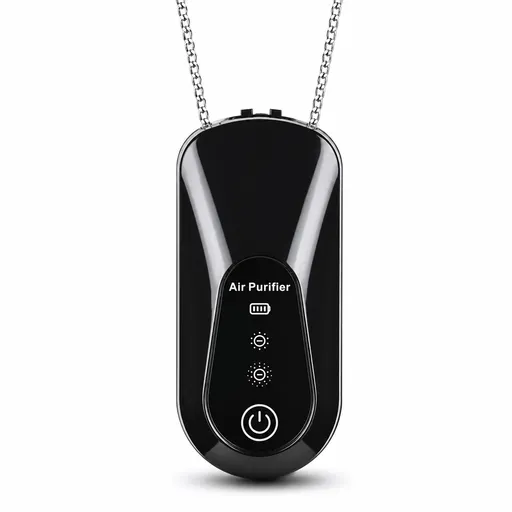 Black Wearable Air Purifier Necklace with 2 Adjustable Modes - Portable Mini Negative Ion Purifier, Filterless Zero Consumables, Type C Charging and Long Battery Life