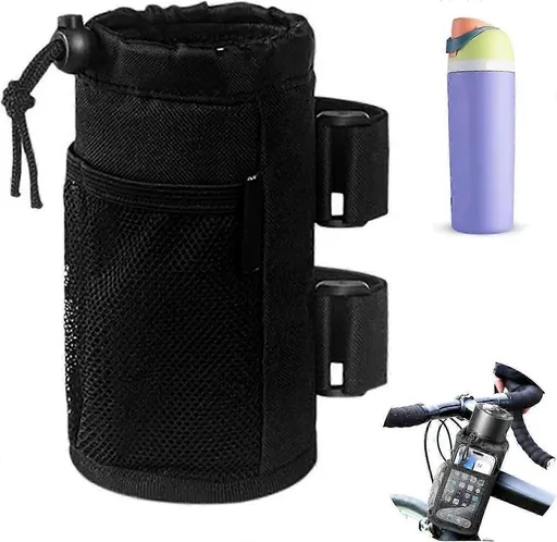 Bike Water Bottle Holder, Bike Bottle Holder with Mesh Pocket, Screwless Mountain Bike Water Bottle Holder, Bottle Holder for Bicycle Bottle
