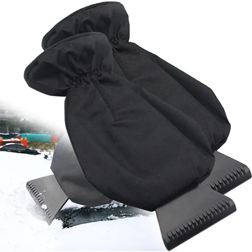 2 Pieces, Car Ice Scraper, Ice Scraper with Glove, Window Scraper, Gloved Window Scraper, Snow Scraper, Compact Lightweight Design, Black