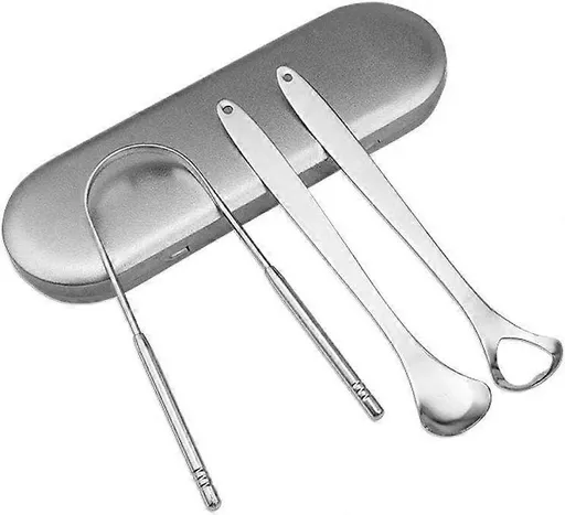 3PCS Practical Stainless Tongue Scrapers, Metal Tongue Cleaner for Oral Hygiene