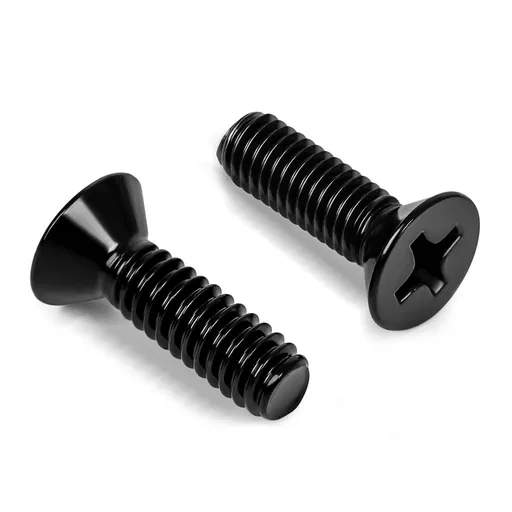 #8-32 x 1/2" Black Countersunk Flat Head Machine Screws, Electrical Outlet Screws, Full Thread, 304 Stainless Steel, Black Finish, 50 PCS