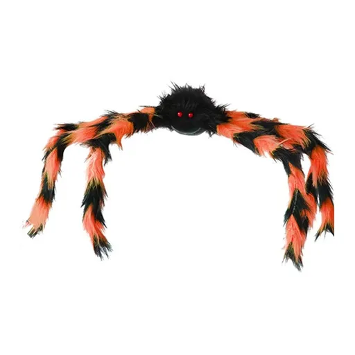 Bright Halloween Spiders Decorations, Realistic Giant Spiders Set, Hairy Plush Colored Large Spider for Outdoor Indoor Prop Yard Lawn Decor, 30", Orange