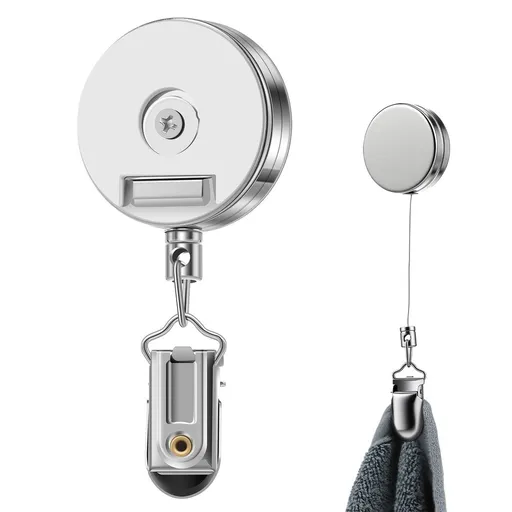 Towel Clip Holder Automatic Retractable Design Hand Towel Clip No Drill No Damage Installation for Kitchen Bathroom RV