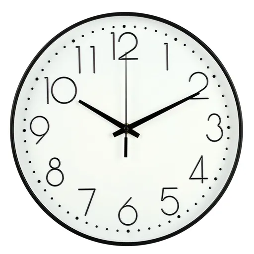 8 Inch Silent Wall Clock Non Ticking Decorative Easy to Read Round Wall Clock for Home Livingroom Black Frame White Bootom Black Word