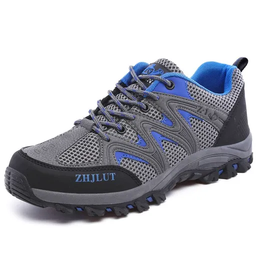 Qifeng Men Women Outdoor Breathable Hiking Shoes gray blue 41