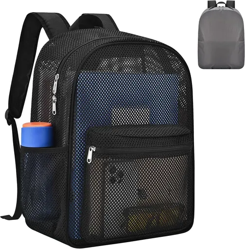 Heavy Duty Semi-Transparent Mesh Backpack，See Through College Student Backpack，