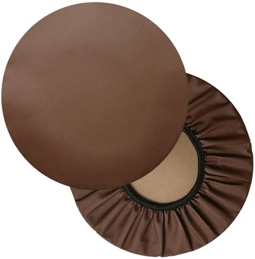 Round Bar Stool Covers 2 Pack Waterproof Faux Leather Anti Slip Slipcovers for Coffee Shop Bar Stools, 16 in/40 cm Size, Coffee
