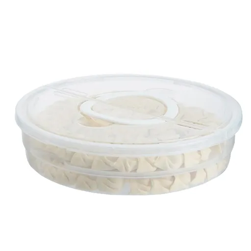 2 Compartments Pizza Storage Container,11.8X3.4In Round Pie Carrier with Lid and Handle,Clear Reusable Pizza Tray for Cupcakes