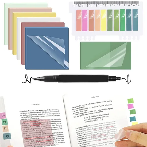 9 Piece Transparent Sticky Notes Waterproof Translucent Sticky Note Pads Multicolor