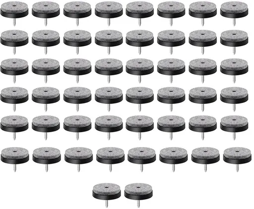 Felt Pads with Screw - Pack of 50 - Floor Protectors - Felt - Furniture Protectors - Anti-Scratch Furniture Coasters - Protective Felt - Round - Against Floor Scratches - Furniture Protection - Chair Leg Protectors - Under Furniture - 20 mm - Black