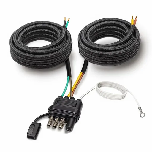26FT Trailer Wiring Harness Kit, 4 Pin 5 Wire Trailer Wiring Harness, Boat Trailer Wiring Harness, 5 Wire 4 Pin Flat Trailer Connector, for Connection of Tail Lights, Brake Lights and Turn Signals