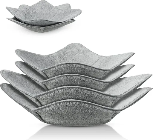 Microwave Bowl Cozy Holders for Hot Food Bowl Pot Plate in 2 Sizes Heat Proof Polyester Potholder Protector Food Soup for Bouillon(Gray,4 Pieces)