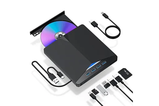External CD/DVD Drive USB 3.0 Ultra-Slim Portable Burner Writer Compatible with Mac Os Windows 11 10 7