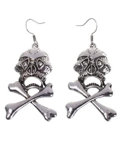 Silver Skull and Cross Bones Womens Earrings