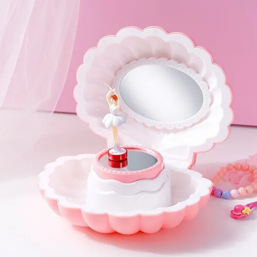 Creative Gift Ornament, BY888 Shell Music Box - Dark Pink