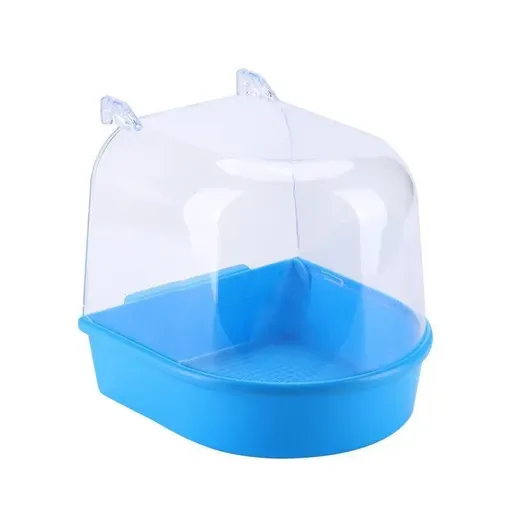 Bird Water Bath Tub For Pet Cage Hanging Bowl Parrot Birdbath Pet Cleaning - Blue