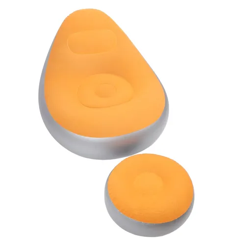 Inflatable Lounge Chair Folding Portable Blow Up Sofa with Footstool for Indoor Outdoor Balcony Backyard Camping Picnic Orange