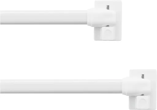 2 Pack No-Drill Curtain Rods with Adhesive Brackets, Adjustable Cafe Rods for Windows and Lightweight Curtains, White, 40.6 to 71 cm