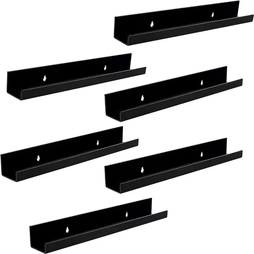 6-Pack Black Acrylic Vinyl Record Wall Shelves, Floating LP Display Racks