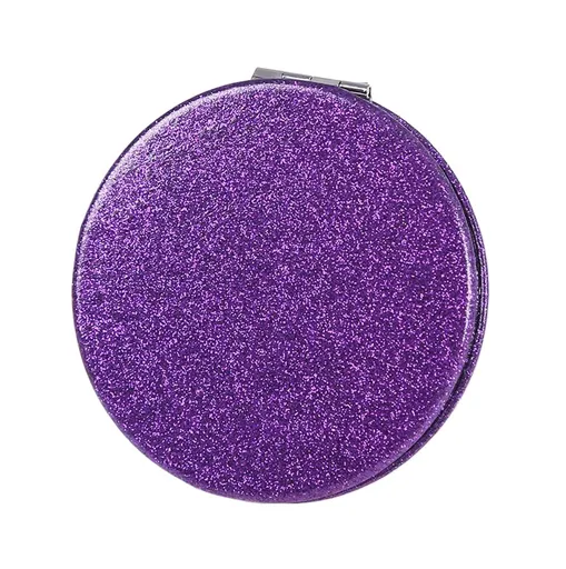 Cute Purple Compact Mirror for Purse,2X/1X Magnifying Travel Makeup Mirror with Glitter Double-Sided Folding Mirror Small Pocket