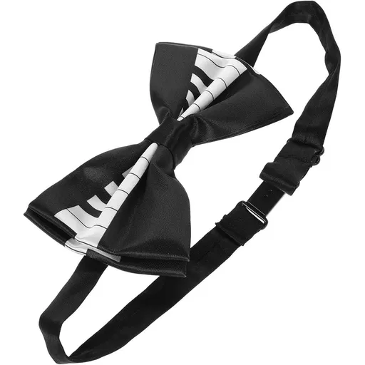Pre Tied Piano Key Bow Tie Polyester Music Accessory Black