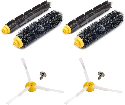 Replacement Brush Compatible with iRobot Roomba 675 677 671 670 665 655 645 694 692 614 Robot Vacuums ONLY, with 2 Bristle and 2 lexible Beater Rollers, 2 Edge Sweeping Brushes, 2 Screws.