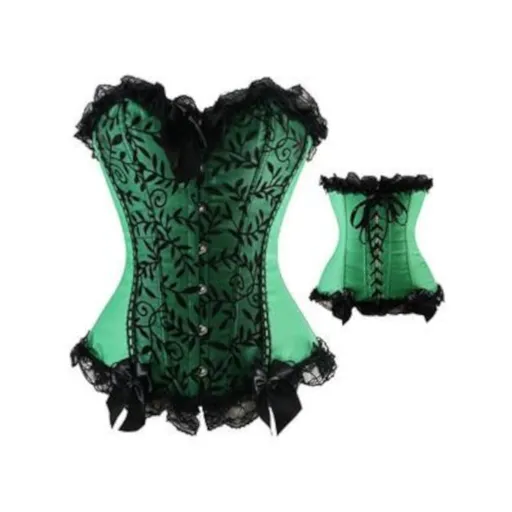 House Of Dasein Green Black Corset Over Bust Sexy Erotic Lingerie Fetish - Green - 4Xl