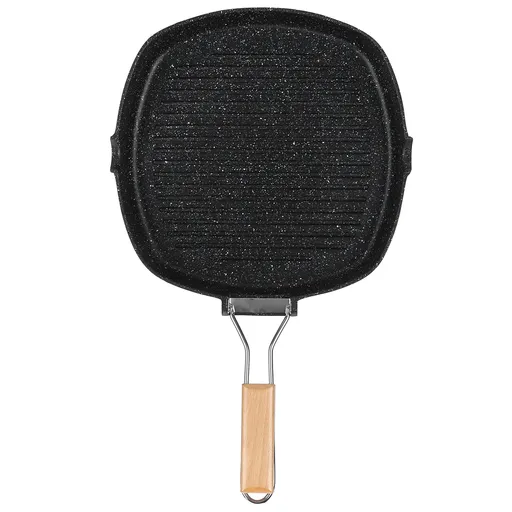NonStick Practical Frying Pan Steak Skillet BBQ with Foldable Handle Kitchen Supplies(28cm )