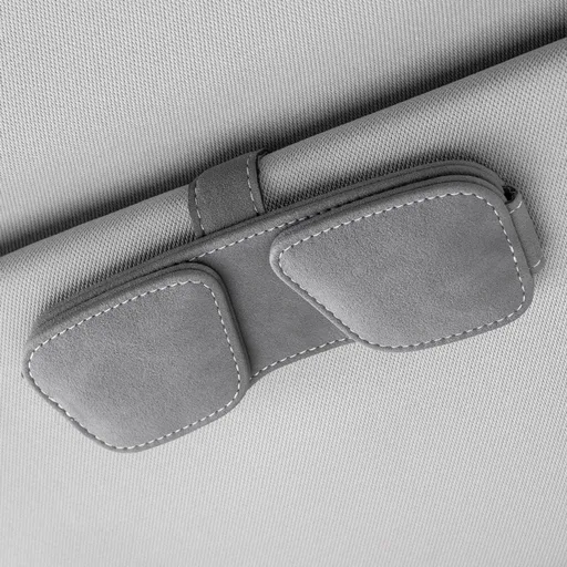 Car Sunglasses Holder, Car Glasses Holder, Leather Glasses Clips, Glasses Holder, Sunglasses Holder, for Regular Driving, Storage and Travel, Grey