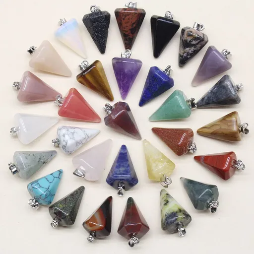 10pcs Agate Pendant Cone Pendants Cone Charms Cone Charm Pendant Dyed Polished Necklace Pendants Cone Hanging Charm （Random Color）