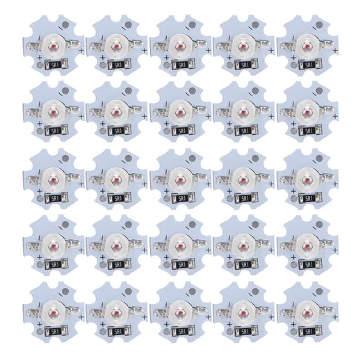 25Pcs 5V LED Chips 200LM 3W High Power LED Lamp Beads for DIY Lighting FixturesRed Light 620‑625NM