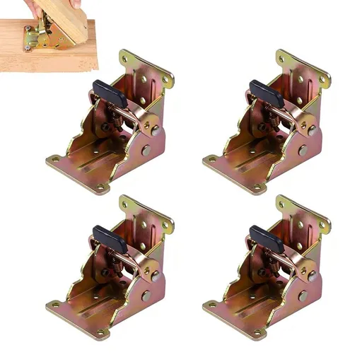 4Pcs 90 Degree Self Locking Folding Hinge for Tables Chairs and Workbenches - Gold