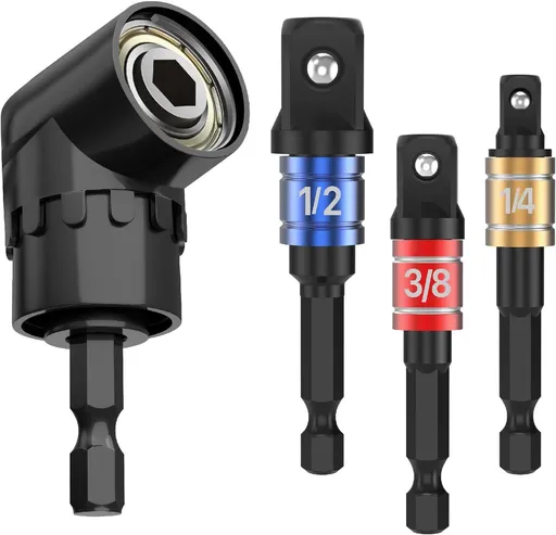 Carbide Right-Angle Drill Bit Kit – High-Efficiency Drilling Tool for Tight Spaces (3-Piece Black-Color Rods + Black Short Right-Angle Bit)