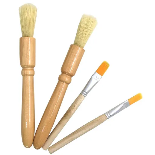 Coffee Grinder Brush Set 4 Packs Wooden Cleaning Brush 2 Sizes Natural Bristles