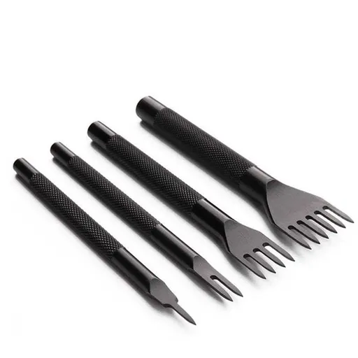 3mm Leather Craft Tools Set 1/2/4/6Prong DIY Diamond Stitching Leather Punch, Tapered Punch with Inner Teeth Polishing for Smooth Labor-Saving Operation